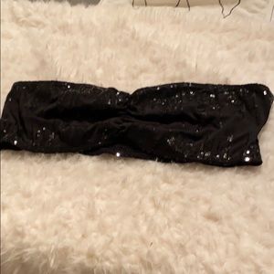 Material Girl Black Sequined Bandeau Sz XL